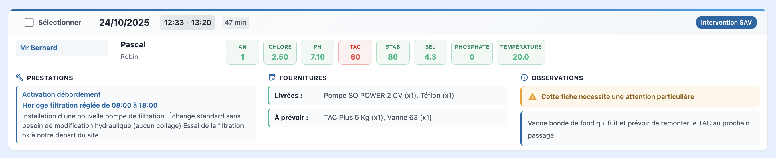 Capture d'écran de l'historique LEBIN Solutions