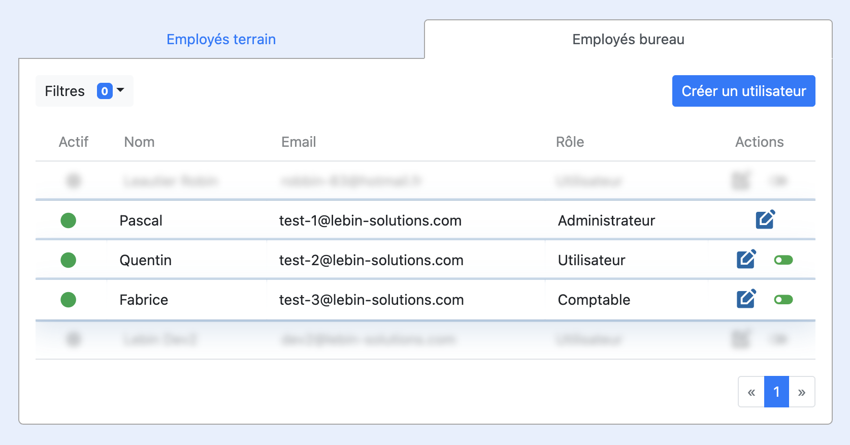 Capture d'écran de la configuration ERP LEBIN